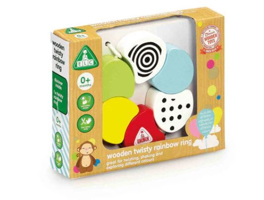 Early Learning Centre Wooden Twisty Rainbow Ring Rattle