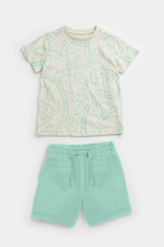 Mini Boys Beachshop Tee & Shortslinear Palm