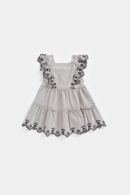 Striped Broderie Frill Dress