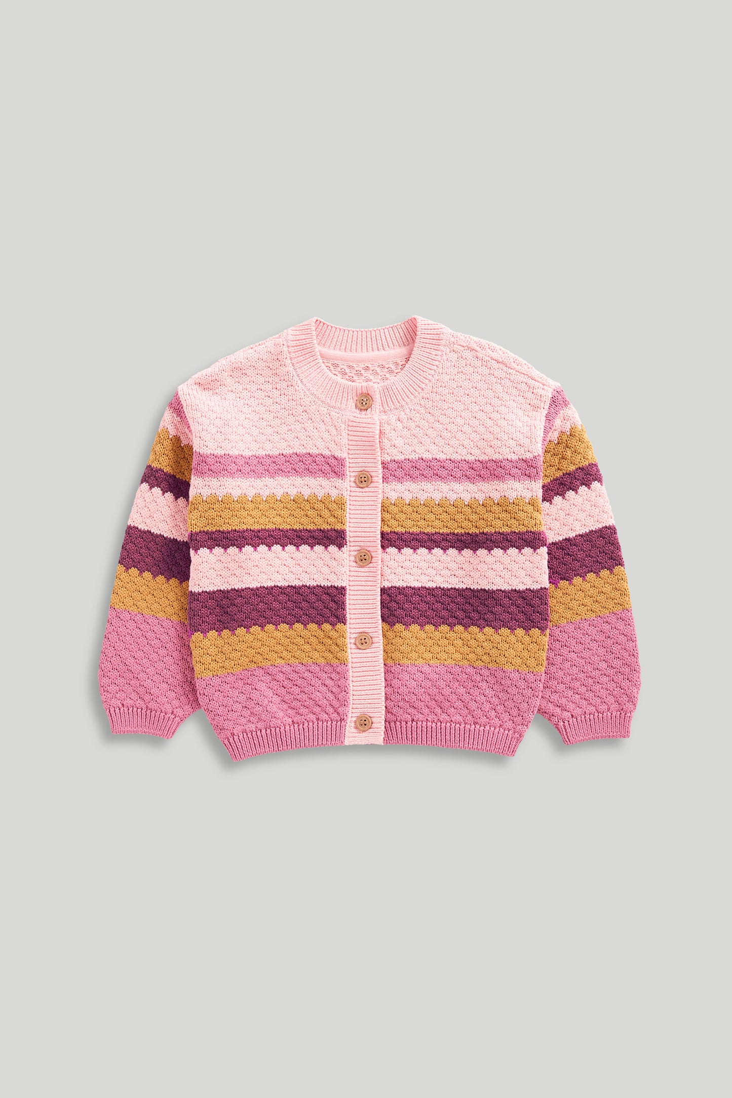 Pink Striped Knitted Cardigan