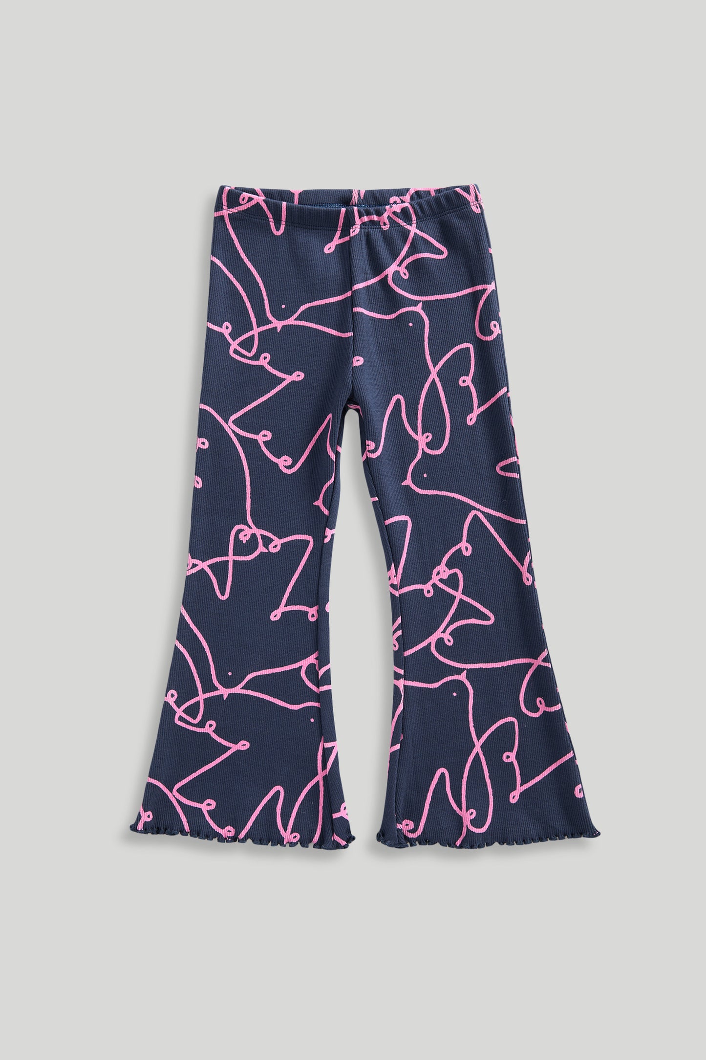 Navy Bird Flared Leggings