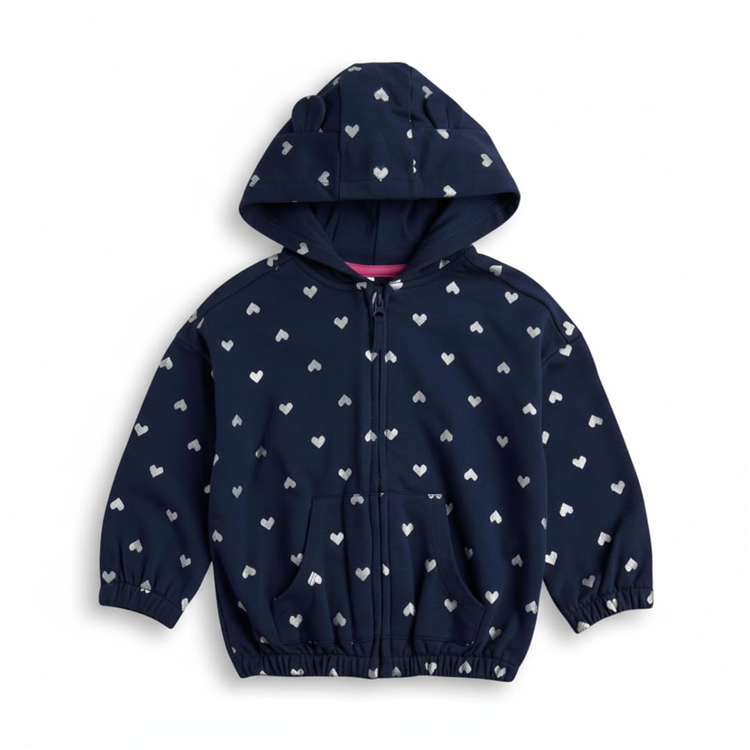 Navy Heart Zip-Up Hoodie
