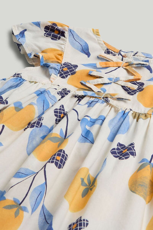 White Oranges Cotton Dress