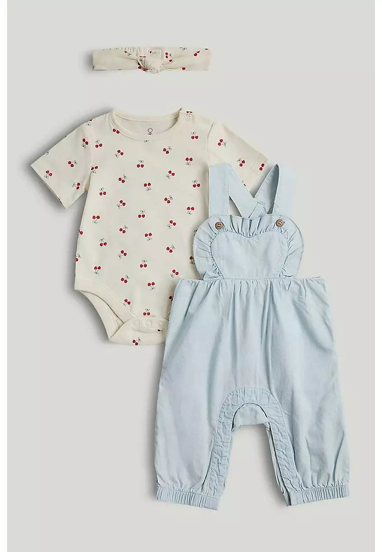 Denim Dungarees, Bodysuit And Headband Outfit