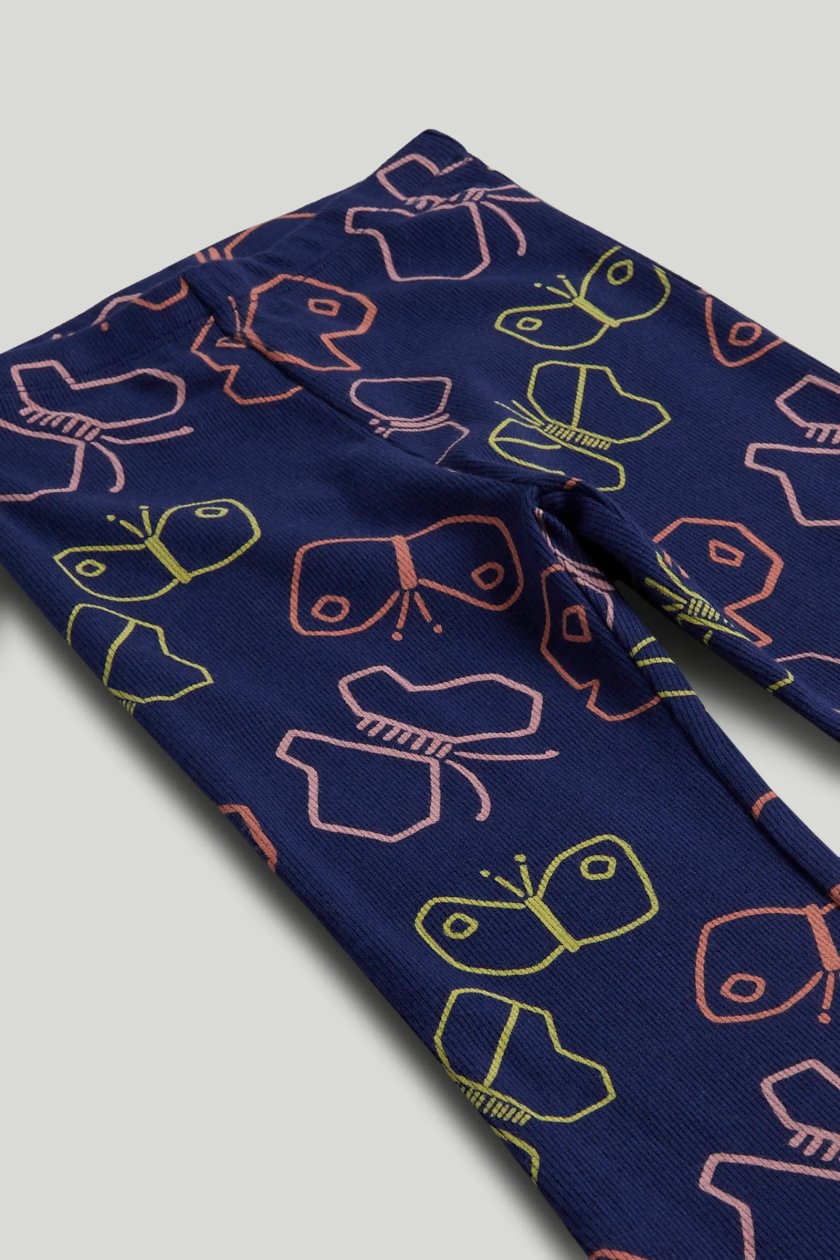 Navy Butterfly Flared Leggings