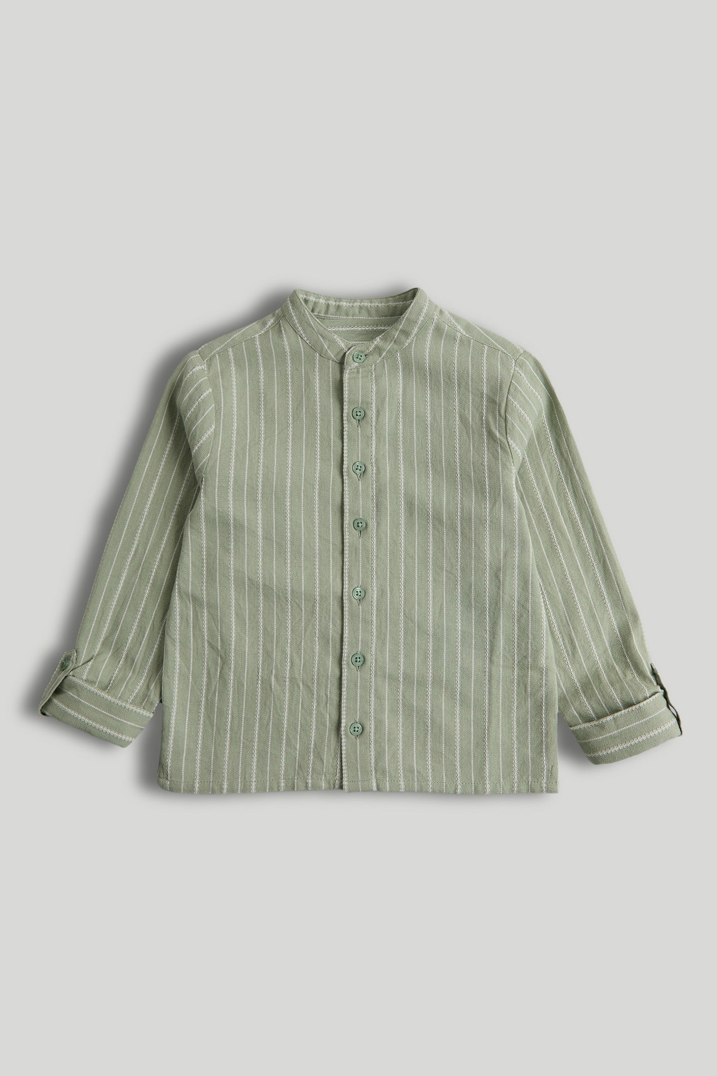 Green Striped Grandad Shirt