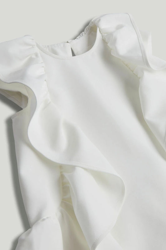 White Flutter Occasion Dress