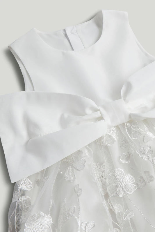 White Lace Bow Occasion Dress