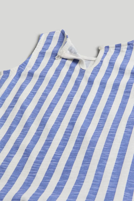 Blue Striped Frill Dress