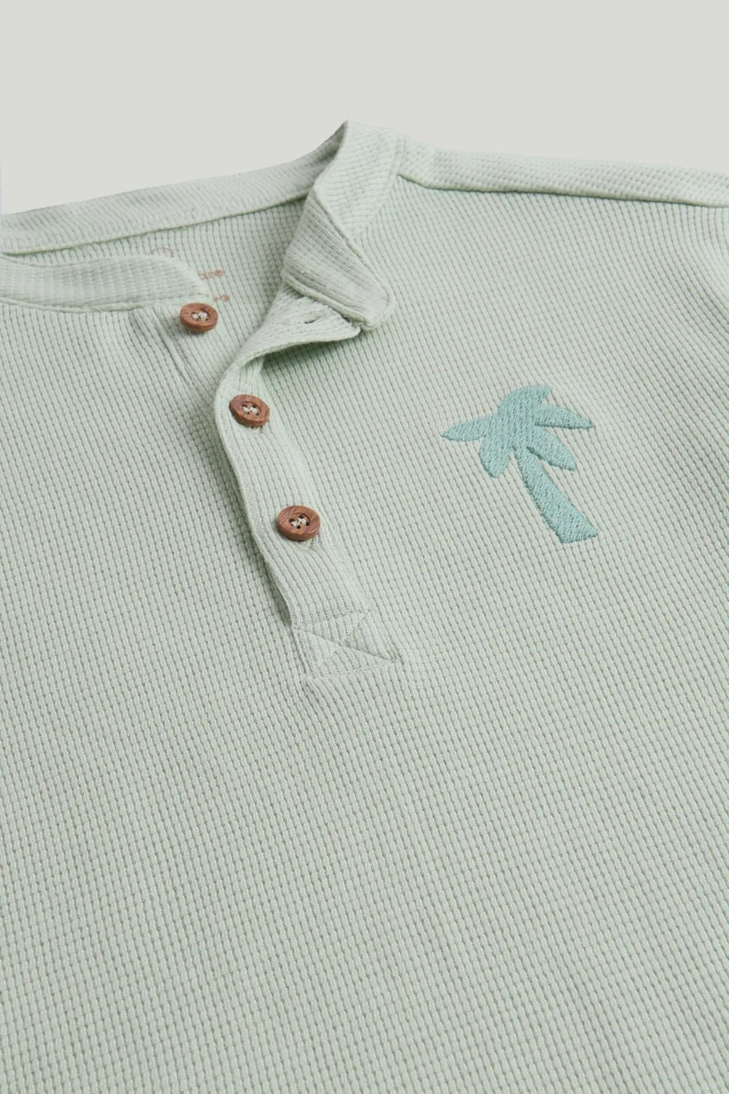 Green Waffle Henley T-Shirt