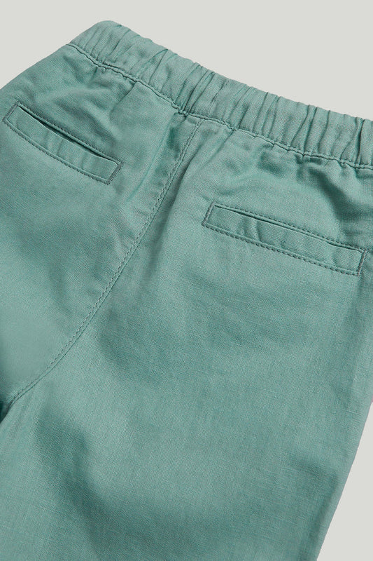 Green Linen Blend Trousers