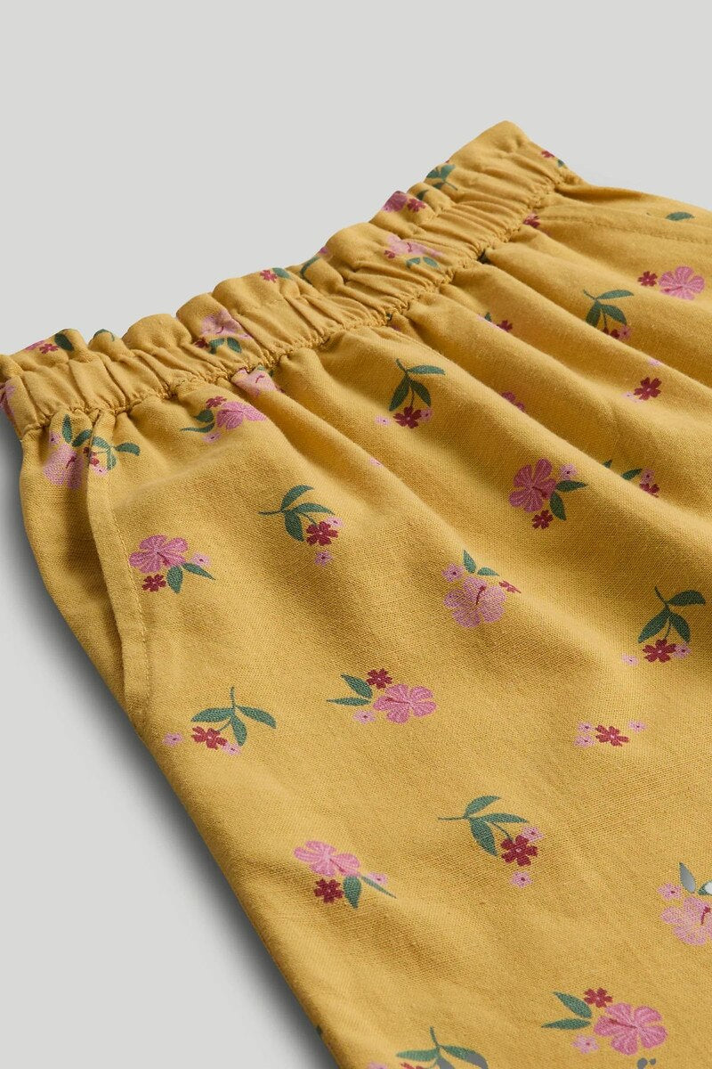 Mustard Floral Wide Leg Trousers