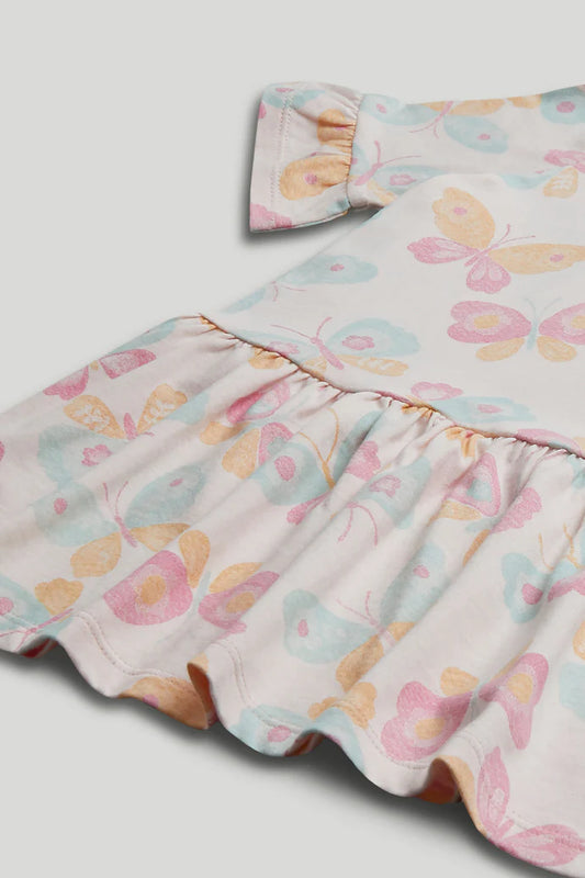 Pink Butterfly Jersey Dress