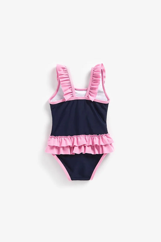 Flamingo Frill Swimsuit - Navy Pink