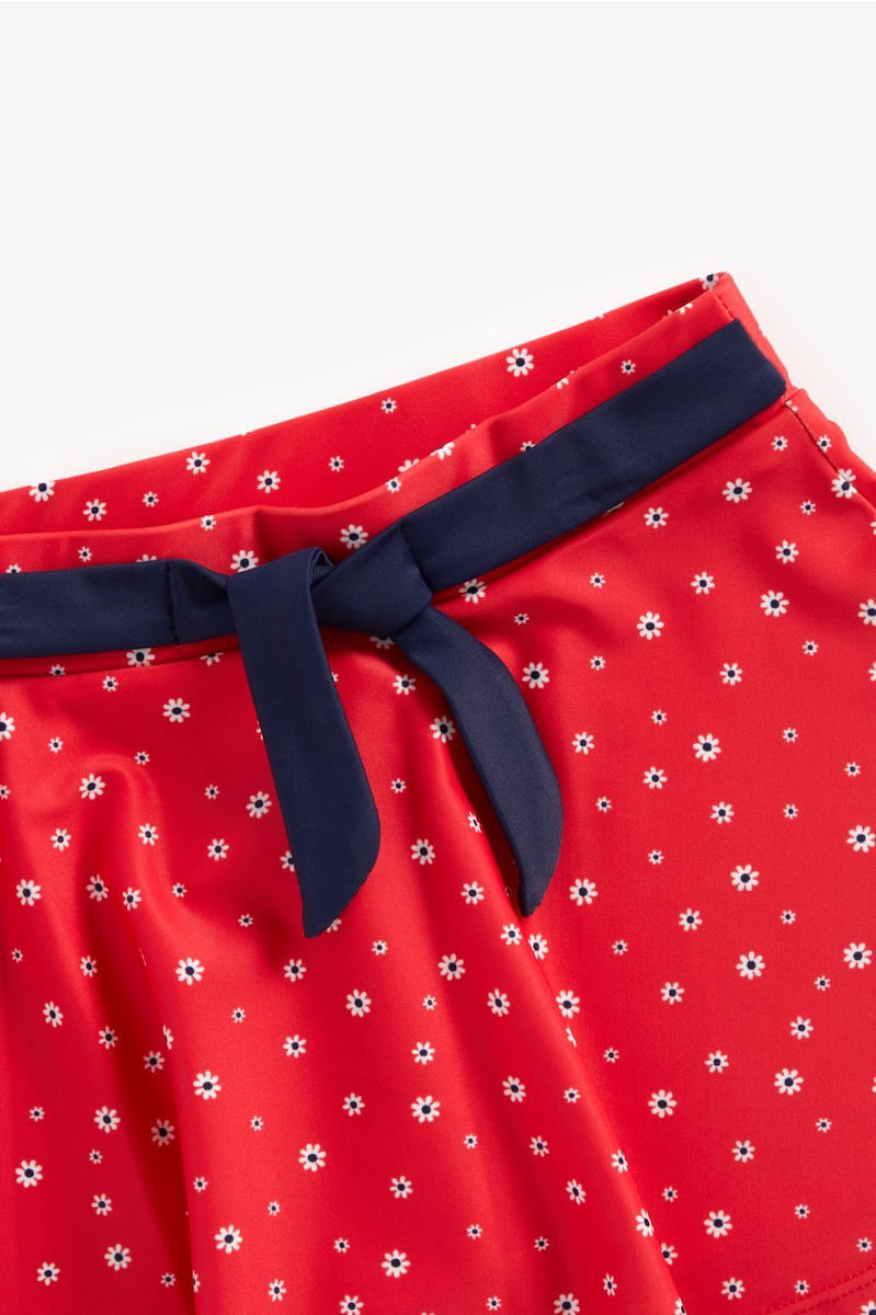 Red Floral Swim Skirt