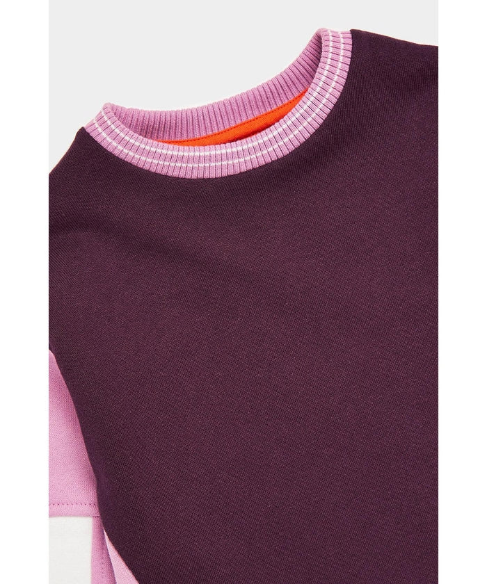Colorblock Pattern Sweatshirt in Purple