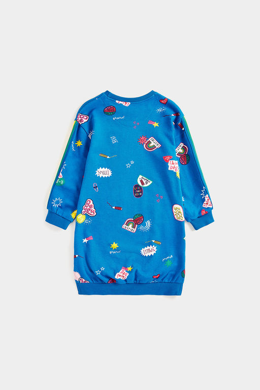 Blue Cotton Knit Sweat Dress