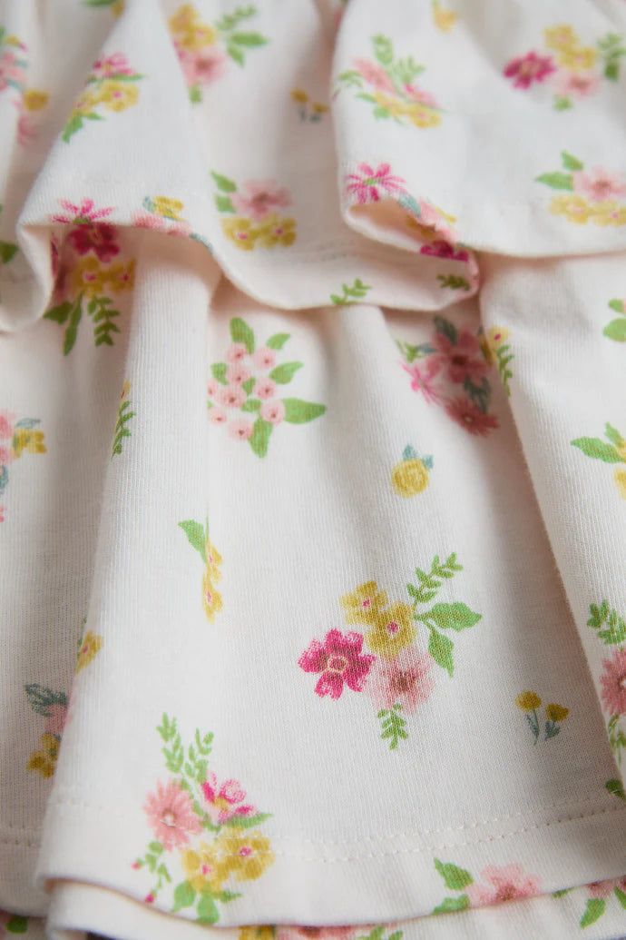 Floral Tiered Cotton Jersey Dress