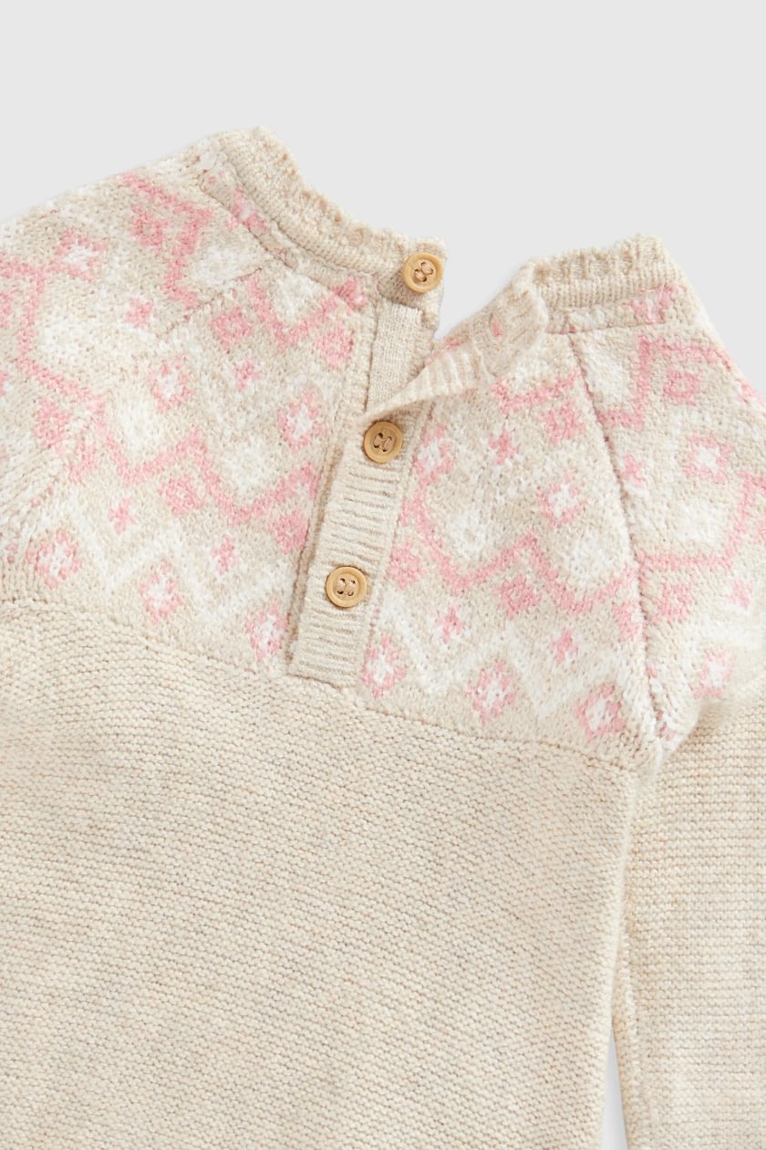 Fair Isle Knitted Dress and Tights Set