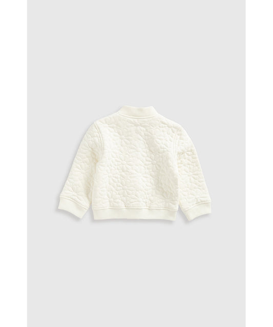 Cream Quilted Bomber Jacket