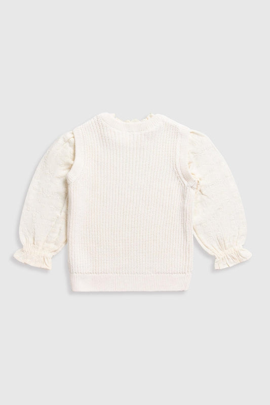 Knitted Tank Top with Woven Sleeves