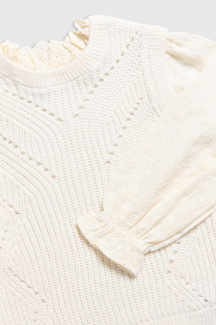 Knitted Tank Top with Woven Sleeves