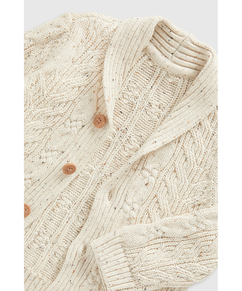 Oatmeal Cable-Knit Cardigan