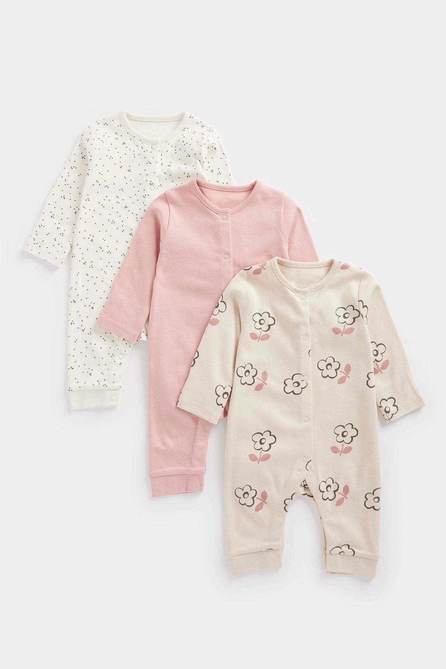 My First Pink Footless Sleepsuits - 3 Pack