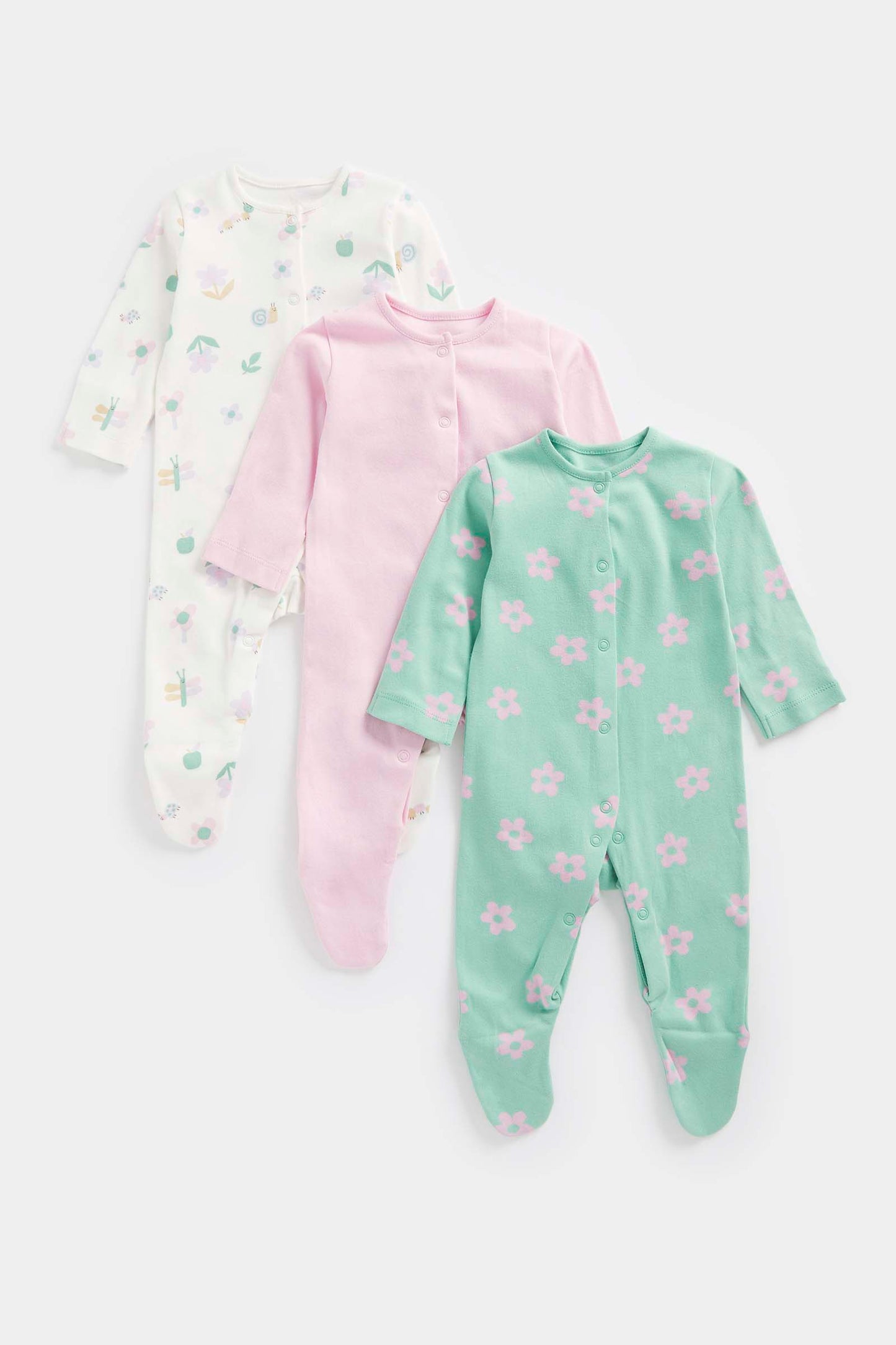 Modern Garden Baby Sleepsuits - 3 Pack