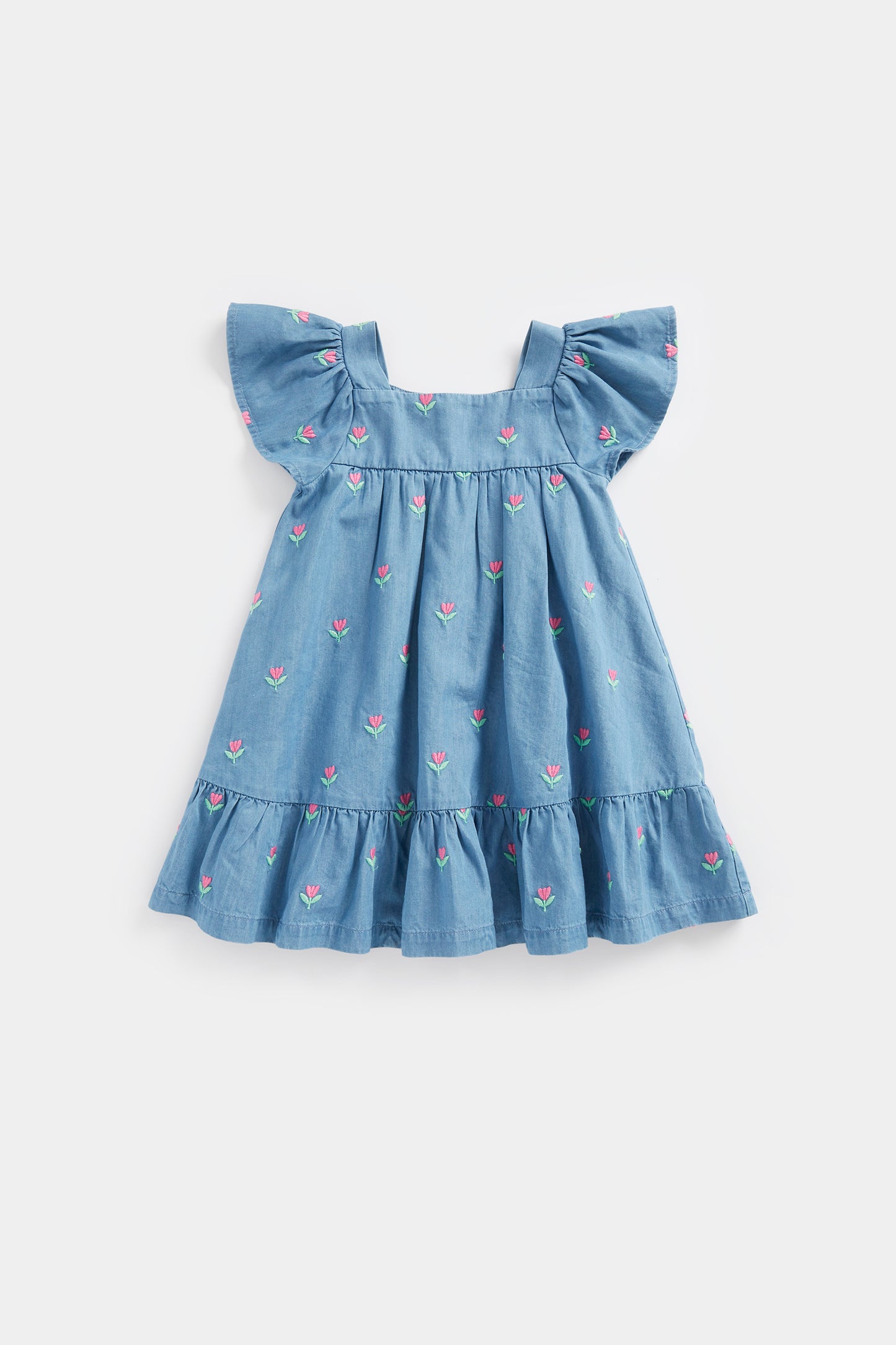 Embroidered Denim Dress