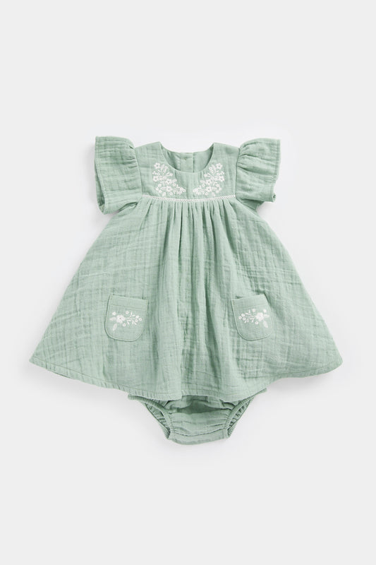 Newborn Girl Spring Blossom  Woven Dress And Knicker