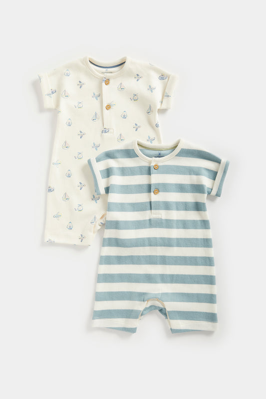 Newborn Boys Tiny Traveller  2Pk Short Sleeve Rompers