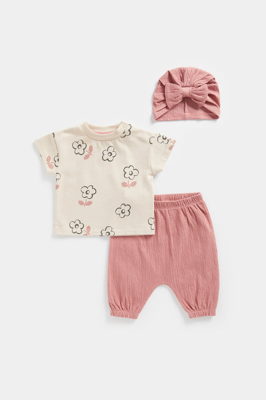 My First Girls Fresh Bloom Short Sleeve Tee Jogger And Hat Set
