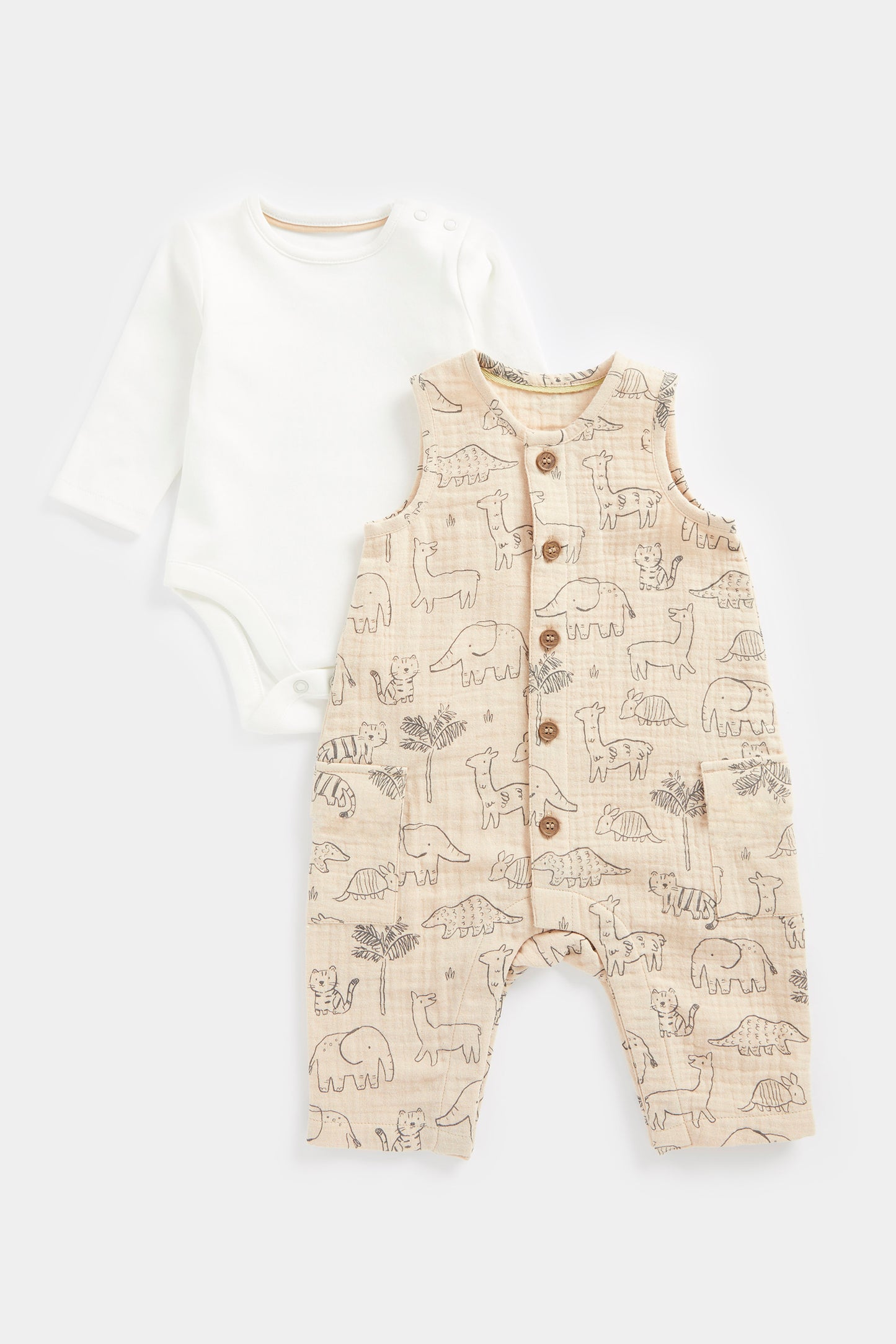 Newborn Boy Nature Neutrals Romper & Long Sleeve Bodysuit