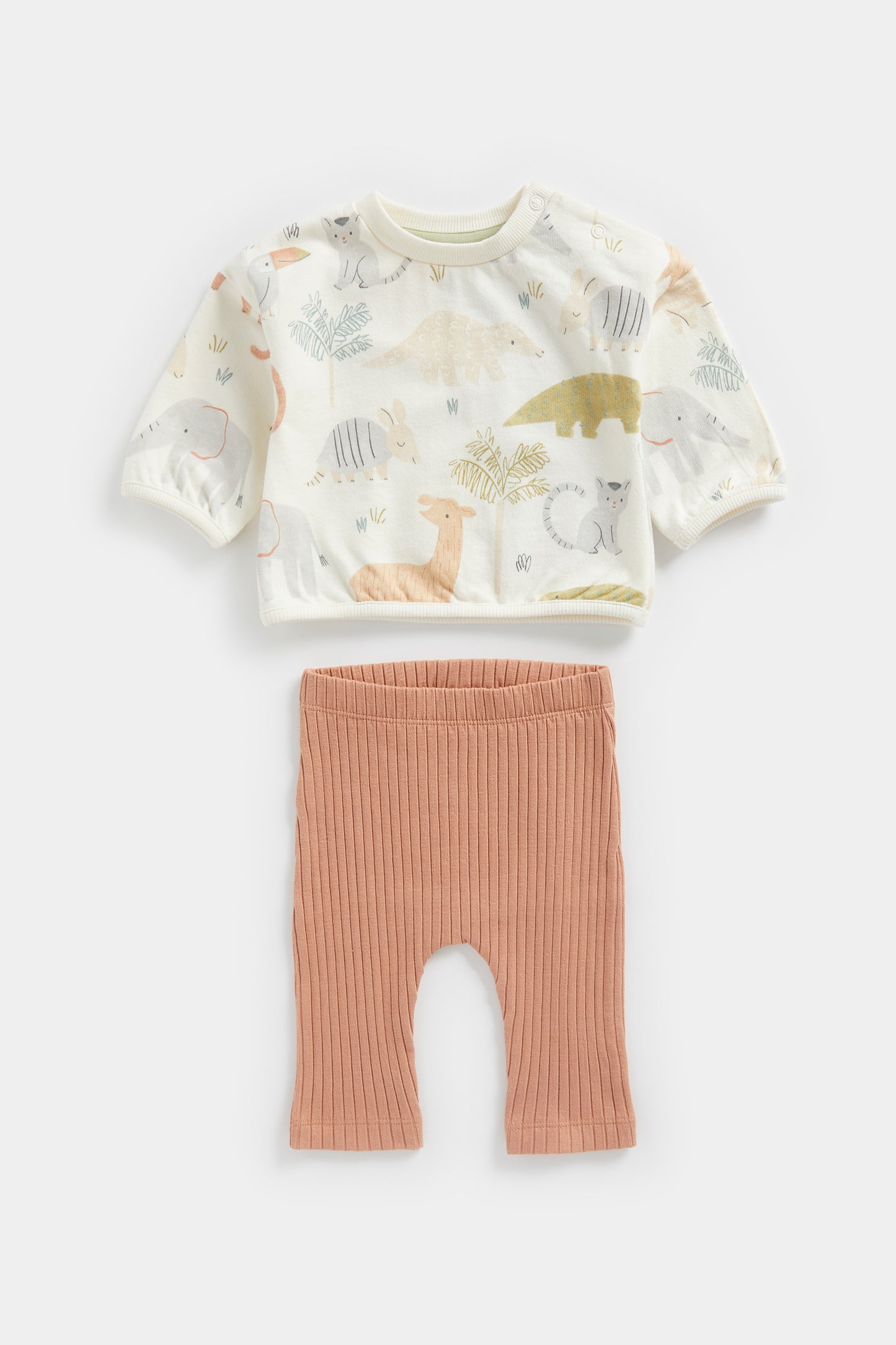 Newborn Boy Nature Neutrals Sweat Top & Rib Bottom