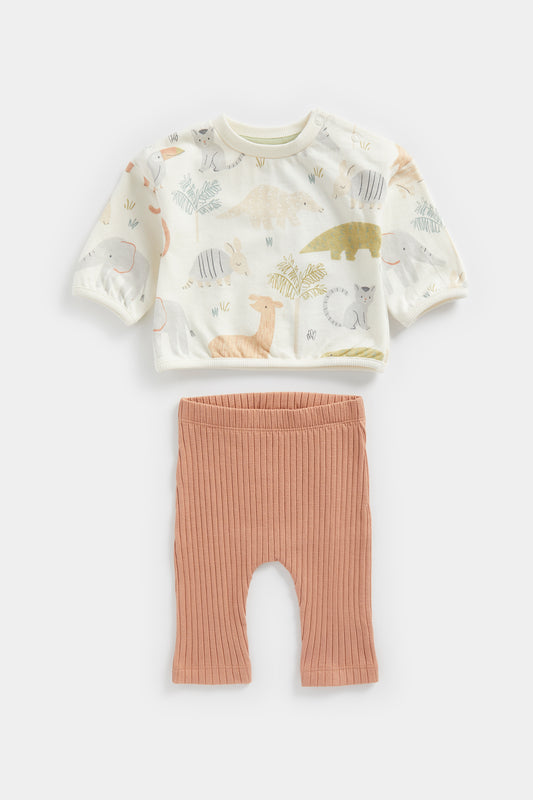 Newborn Boy Nature Neutrals Sweat Top & Rib Bottom