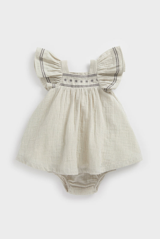 Newborn Girl Neutral Botanicals Woven Dress & Knicker