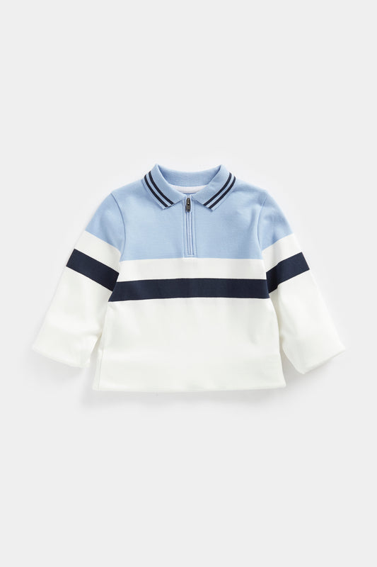 Mini Boys Clean Blues Everley Colourblock Ls Polo