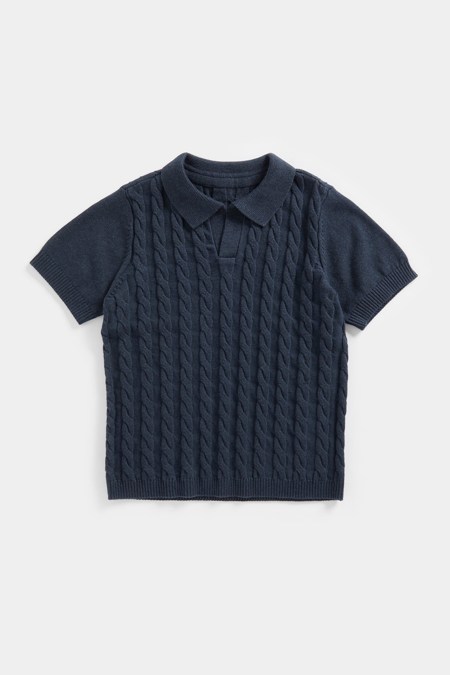Mini Boys Clean Blues Everley Cable Knit  Polo