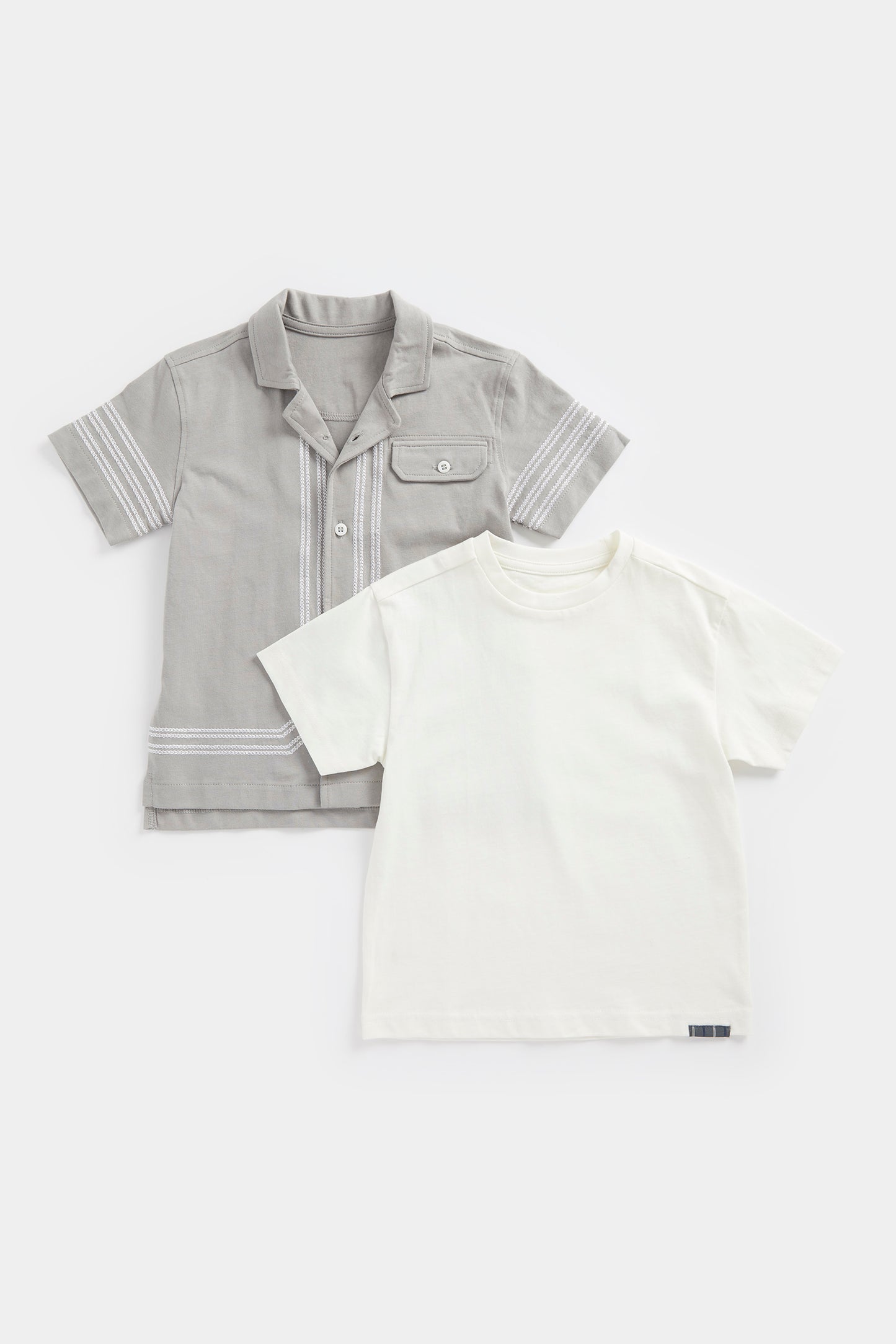 Mini Boy Clean Blues Everley Embroidered Shirt & Tee Set
