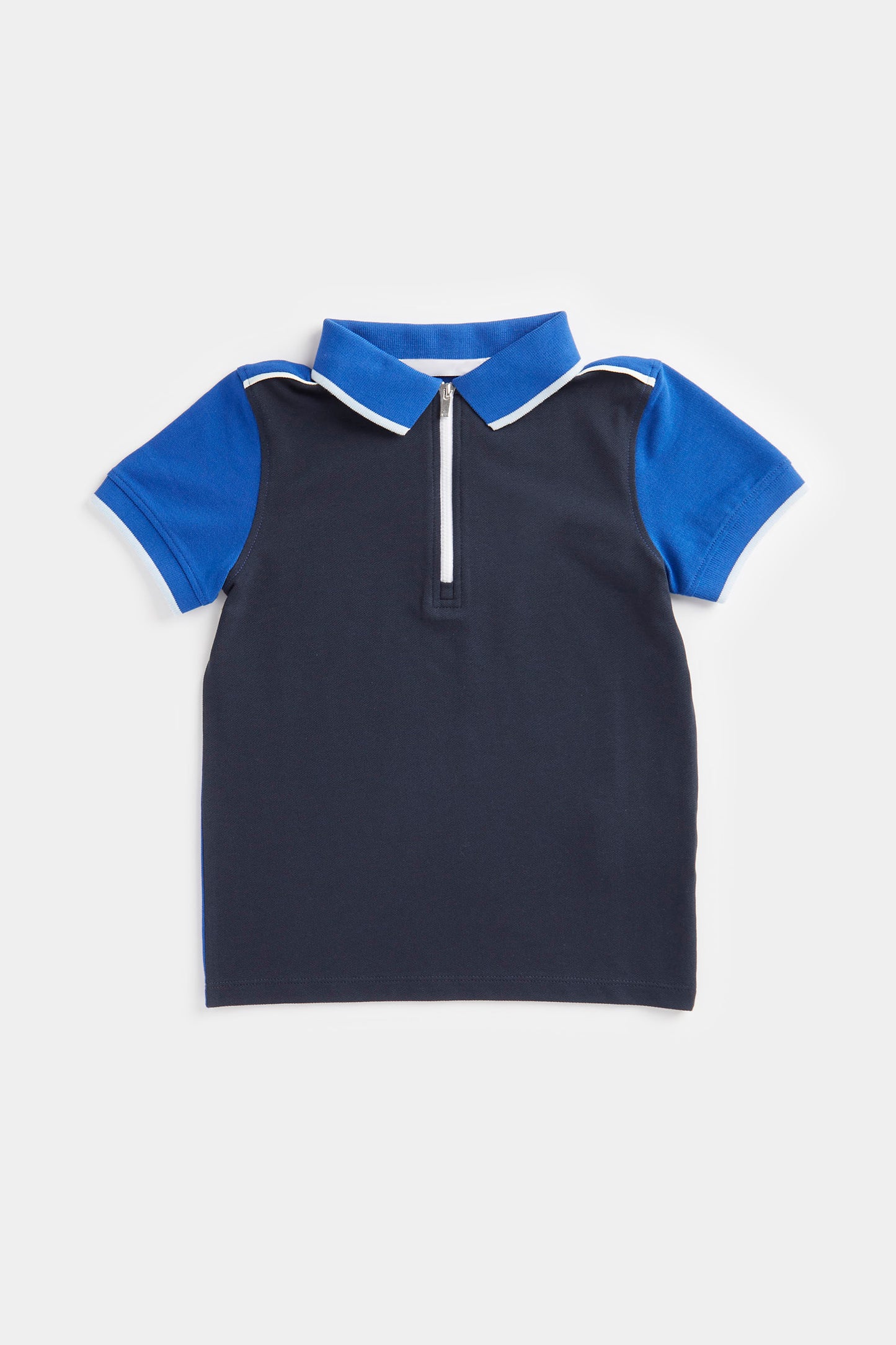 Blue Zip-Up Polo Shirt