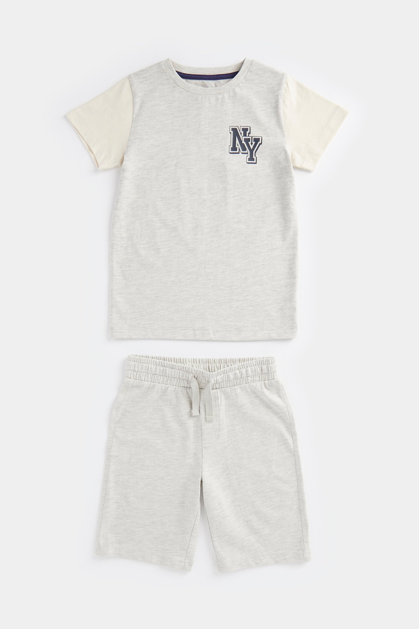 Grey NY Shorts and T-Shirt Set
