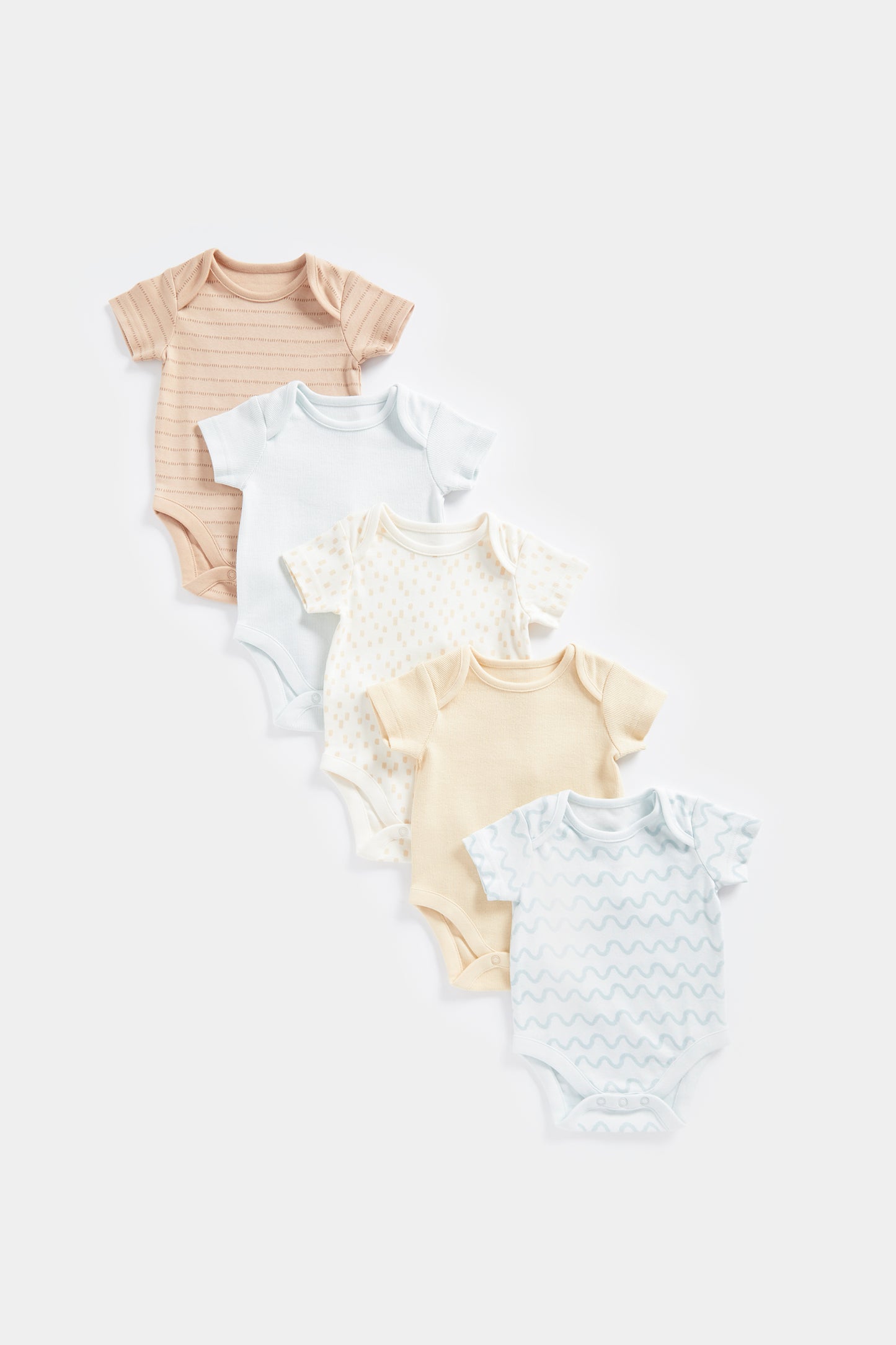 5 Pack Waves Short-Sleeved Bodysuits