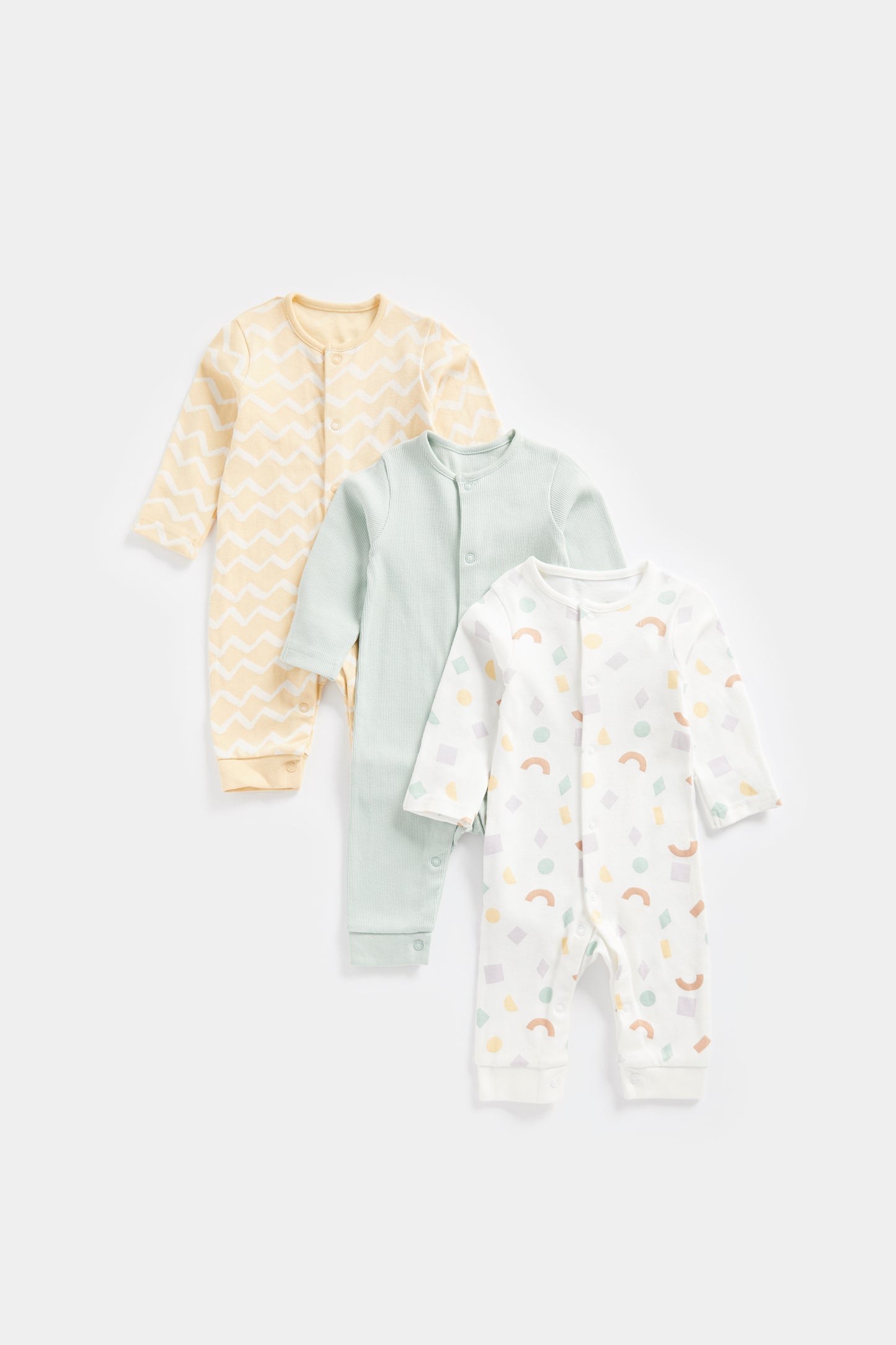 3 Pack Shapes Footless Sleepsuits