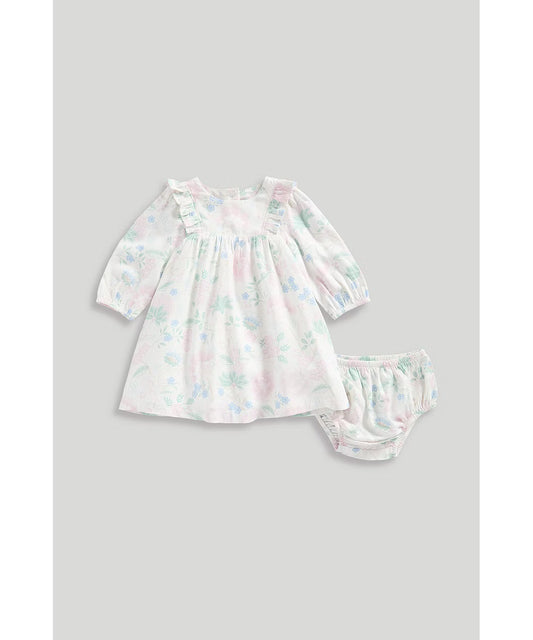 Newborn Girl Spring Blossom  Woven Dress And Knicker