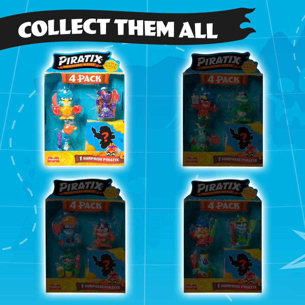 Piratix Adventure Wold Golden Treasure Figure 4 Pack Assortment