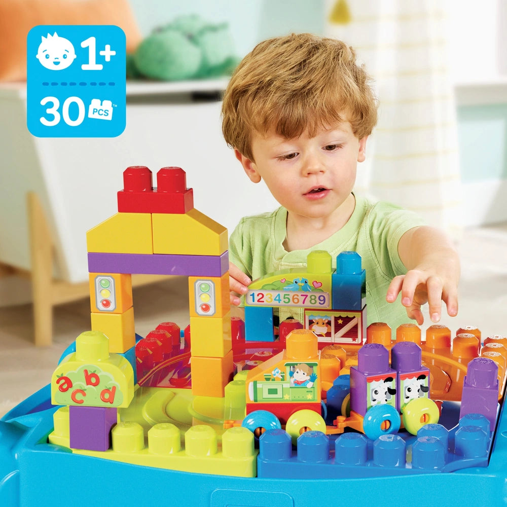 Mega Bloks First Builders Build 'N Learn Table Blue