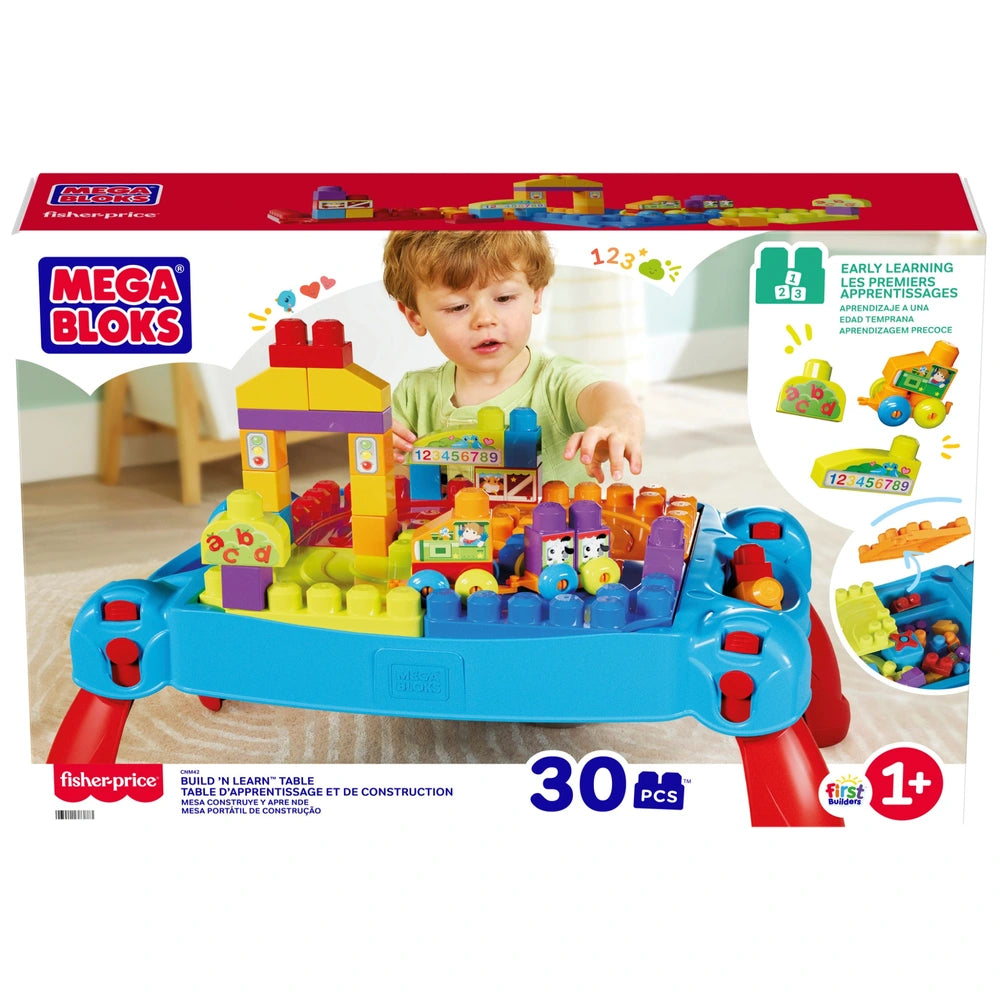 Mega Bloks First Builders Build 'N Learn Table Blue