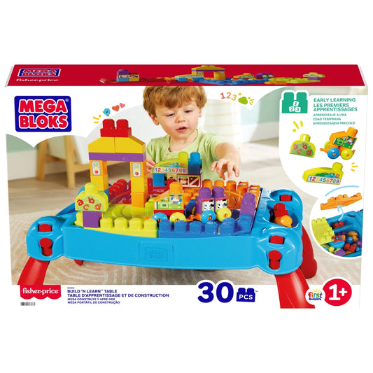 Mega Bloks First Builders Build 'N Learn Table Blue