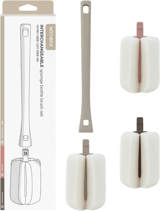 Mother-K Interchangeable Sponge Bottle Brushset Beige